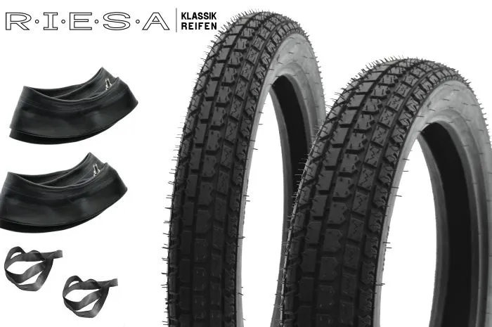 Reifensatz Riesa 2,75-18 und 3,50x16 Reinforced, Klassik, für MZ ETS250 TS250 ETZ251