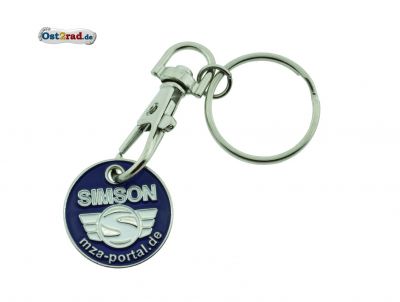 Schlüsselanhänger blau SIMSON Logo mit Karabinerhaken