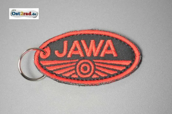 Schlüsselanhänger Stoff JAWA schwarz - rot