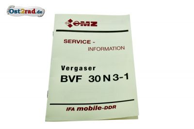 Serviceinformation Reparaturhandbuch Vergaser BVF 30N3-1