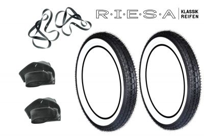 SET 2 pneus à flancs blancs route RIESA  SIMSON S50 S51 KR51 Schwalbe 2,75-16