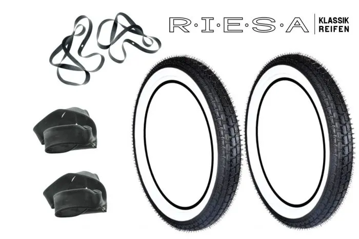2xSET Weisswandreifen Straße RIESA für Simson S50 S51 KR51 Schwalbe 2,75-16