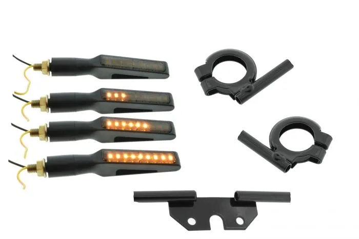 LED Lauflichtblinker KURZ Satz für Simson S50 S51 Blinkgeber Halter -Black in Black