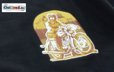 T-Shirt noir motif " jeune femme à moto "  Chateau de Zschopau