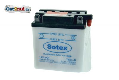 SOTEX-Batterie YB3L-B 12V 3Ah inkl. Batteriesäure Simson Sperber MS50 KR51/1 Vape