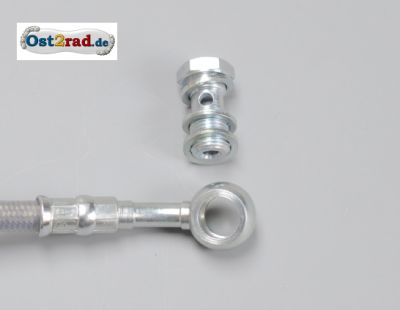Bremsleitung Stahlflex passend für MZ ETZ mit Hohlschrauben