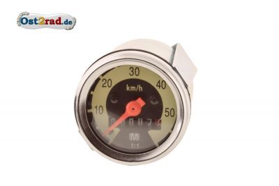 Tachometer 48 mm 60 km/h-Version Skale schwarz/ hellelfenbein KR50 SR1 SR2 - gewölbtes Glas