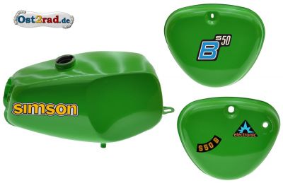 Büffeltank Set, Hoch-Tank für Simson S50 S51, Gelbgrün, innen versiegelt