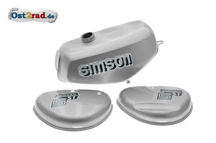 Tank Set S51E Enduro Silber versiegelt mit Aufkleber Simson