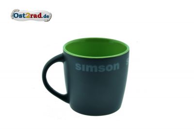 Tasse matt schwarz - grün Simson