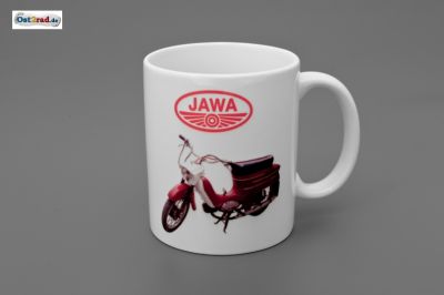 Tasse blanche avec impression "JAWA Pionyr 21"