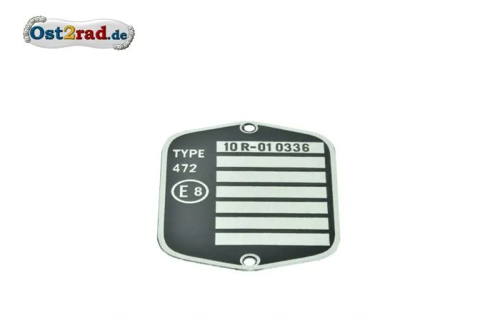 Typenschild CZ 350 Typ 472 tschechisch