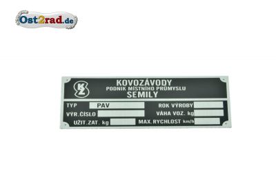 Typenschild PAV 40 41 GEDRUCKT
