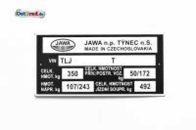 Typenschild JAWA 634 638 639 640 Tschechisch