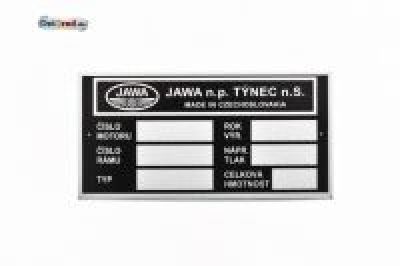 Typenschild blanko JAWA 634 Tschechisch