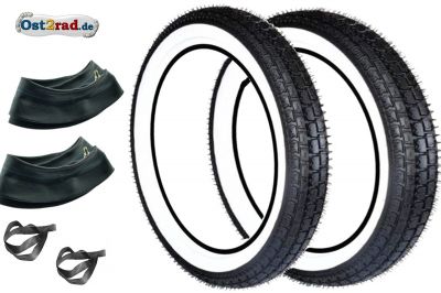 Kit de pneus à flancs blancs 3,25-3,50x16 MZ TS250 ES175-2 ES250-2 Trophy, Riesa