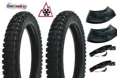 2x SET Winterreifen für Simson S50 S51 KR51 PneuRubber 2,75-16 Xtreme, Cross reinforced