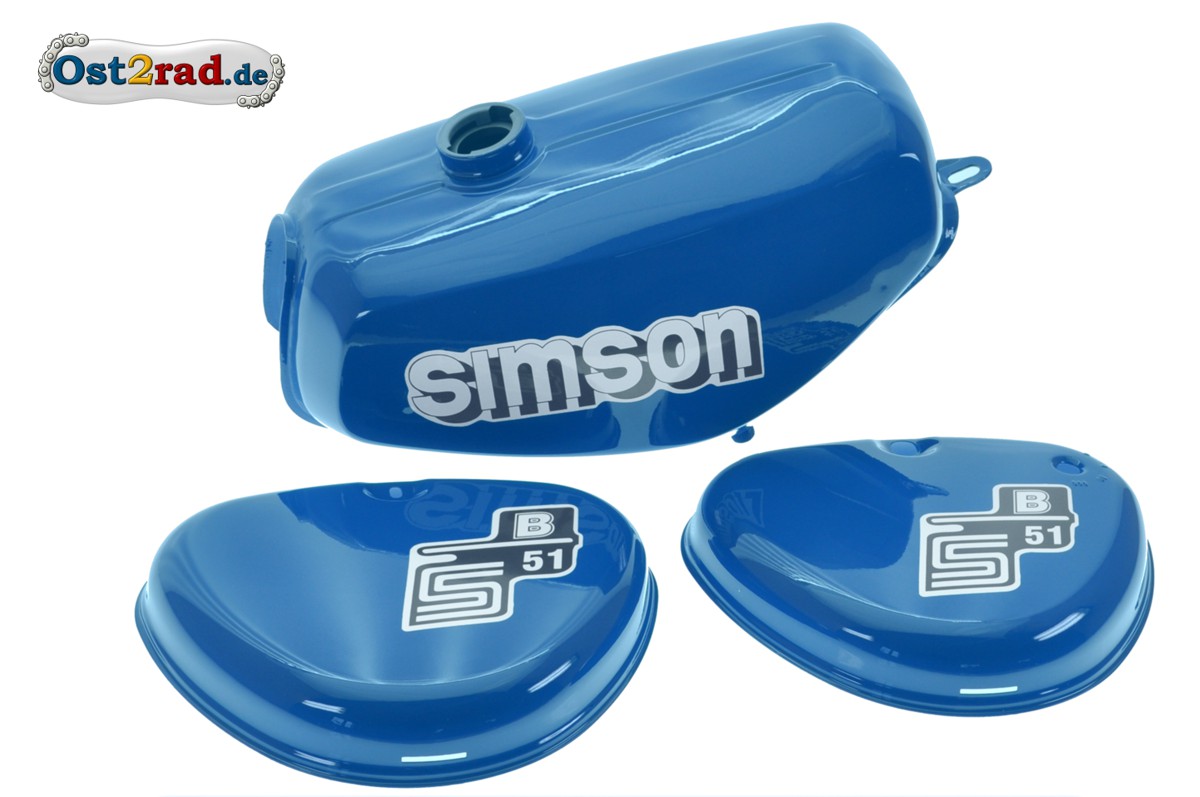 Tank / Petrol Tank compatible with Simson S51 / S50 / S70 with side cover  Craftride blue