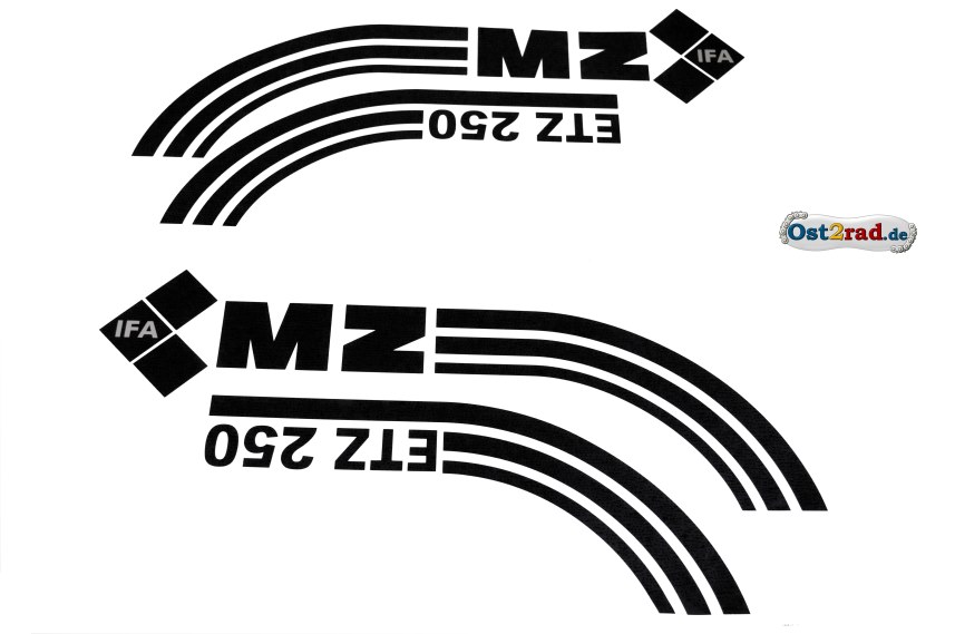 MuZ SATZ 2x Klebefolie Seitendeckel rot/schwarz/weiß ETZ150 MOTORRAD MZ ETZ TOP