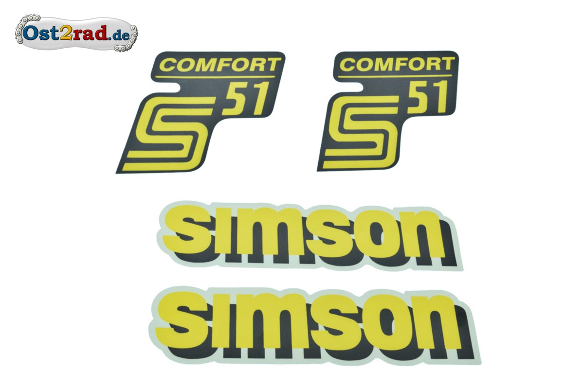 Aufklebersatz KOMPLETT SIMSON S51 COMFORT gelb Originaloptik