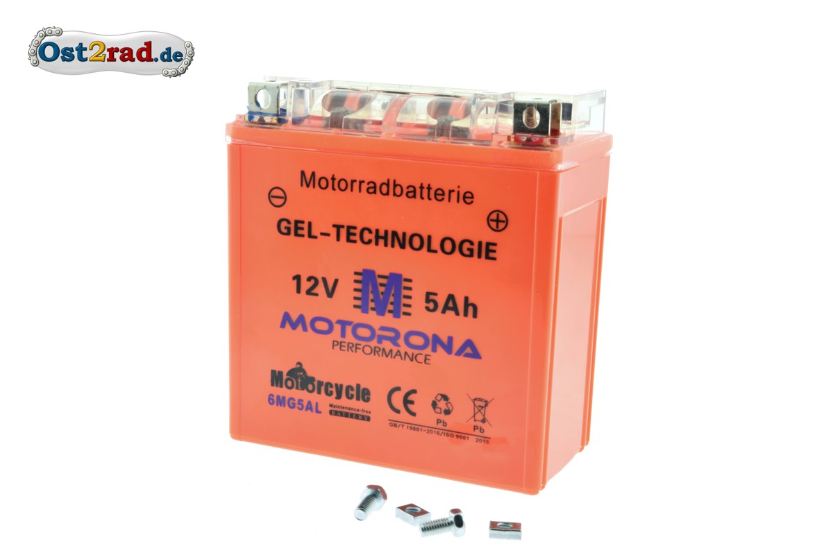 Gel Akku Batterie Motorona für MZ und Jawa 12V 5Ah, wartungsfrei