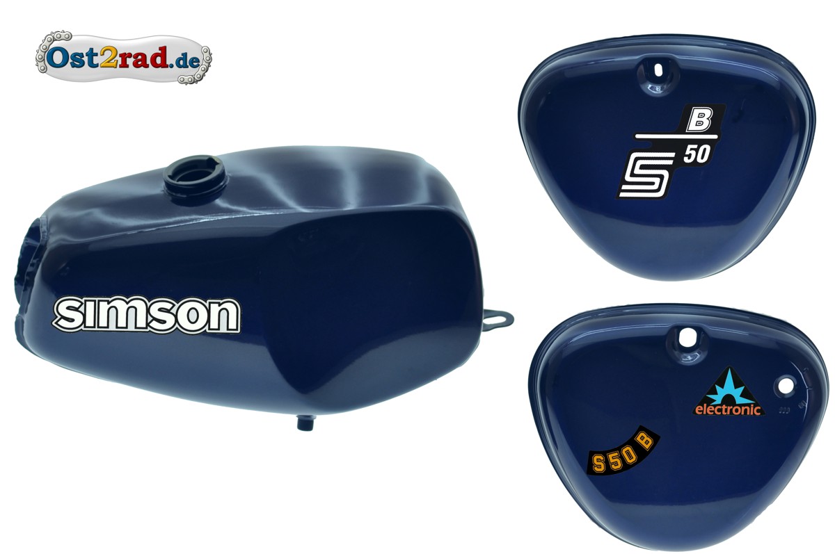 Tank / Petrol Tank compatible with Simson S51 / S50 / S70 with side cover  Craftride blue