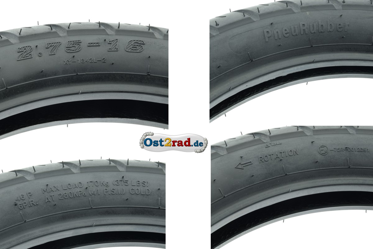 Ost2rad 2X Set Racing Reifen für Simson S50 S51 PneuRubber 2,75-16 150km/h Reinforced 