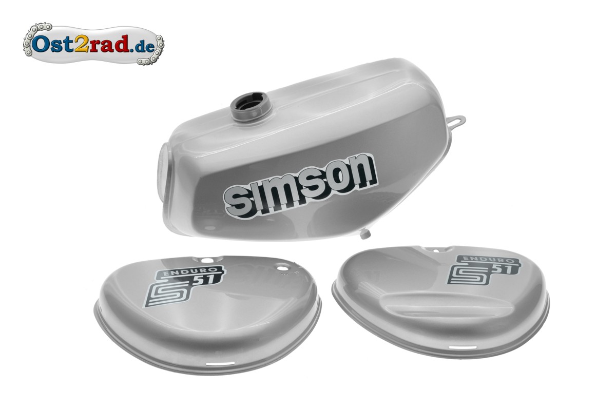 Paket] Set Aufkleber Simson S50 N silber für Tank und Seitendeckel