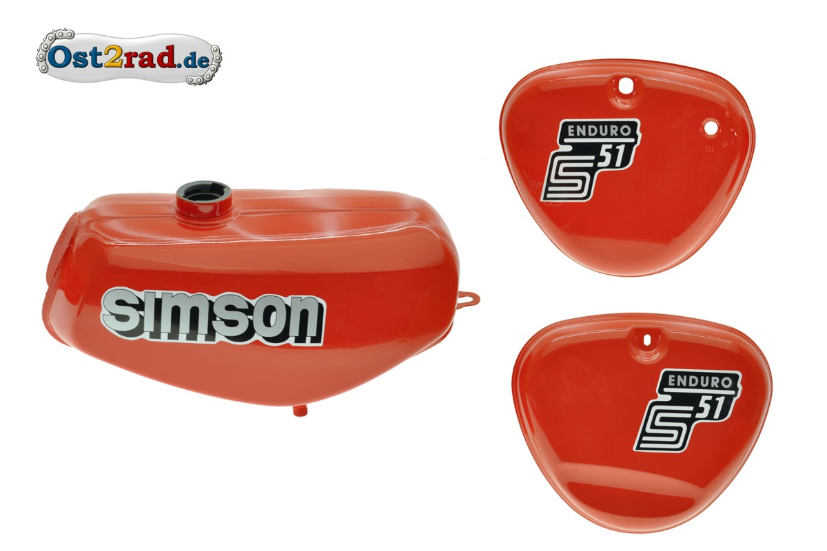 Paket] Set Aufkleber Simson S51 Enduro rot für Tank und