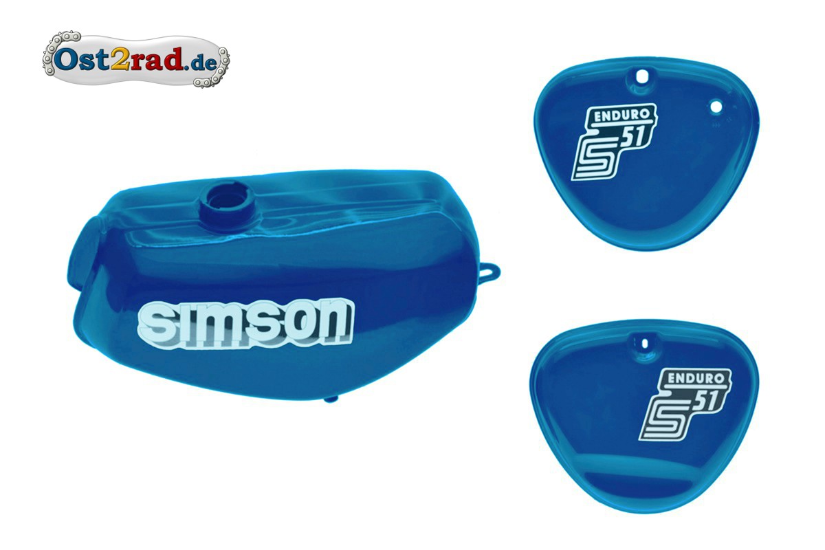 Tank Set (without Logo) Set for Simson S51 - Blue Candy (read