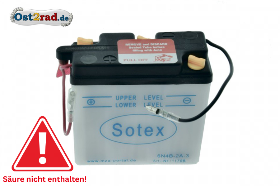 Batterie 6V, 2A (Preis zuzügl. Batteriepfand 7,50 €)
