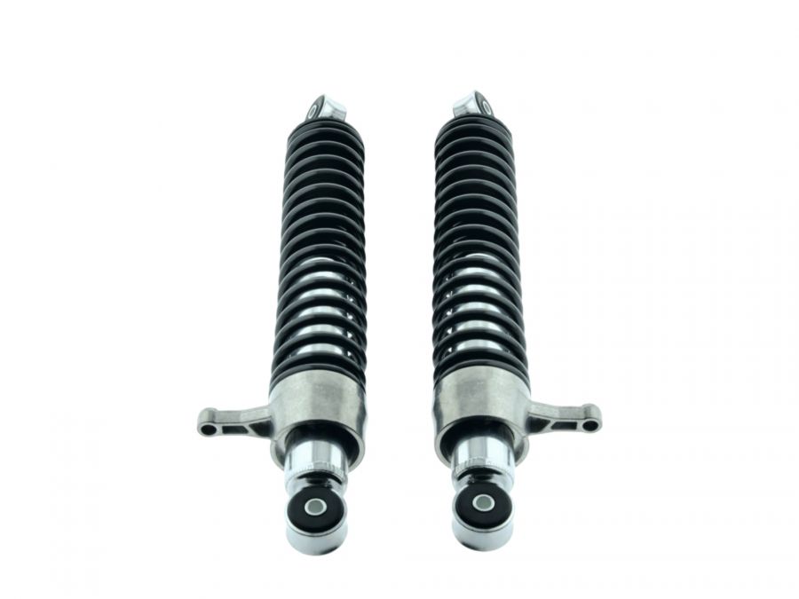Federbein Paar S51 S50 und Enduro mit Verstellhebel mit SCHWARZEN FEDERN