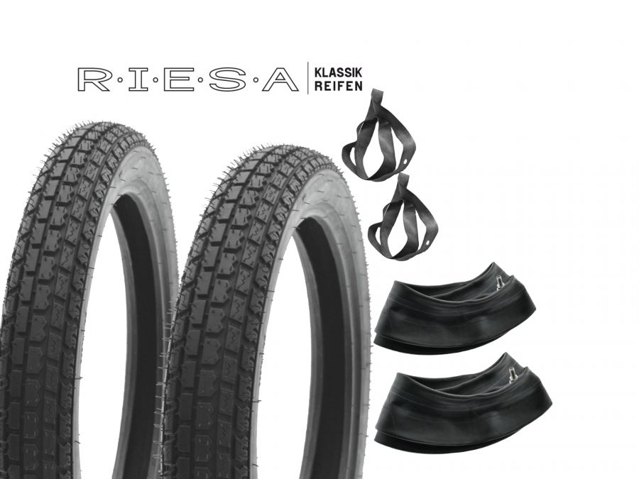 Reifensatz RIESA für MZ ETZ125 ETZ150 ETZ251 mit Schlauch, Straßenprofil 2.75-18 3.25-16