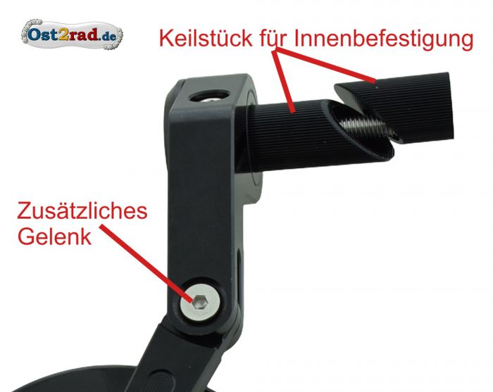Paar Rückspiegel unten oder stehend, Lenkerende, für S50 S51, CNC Metall SCHWARZ