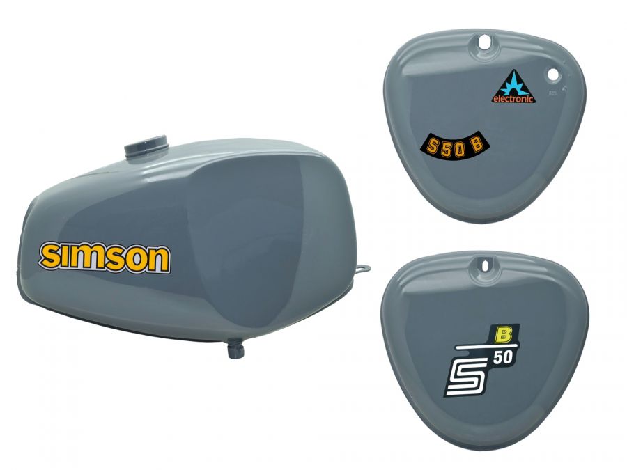 Büffeltank Set mit Seitendeckel für Simson S50 S51 Eisengrau, innen versiegelt