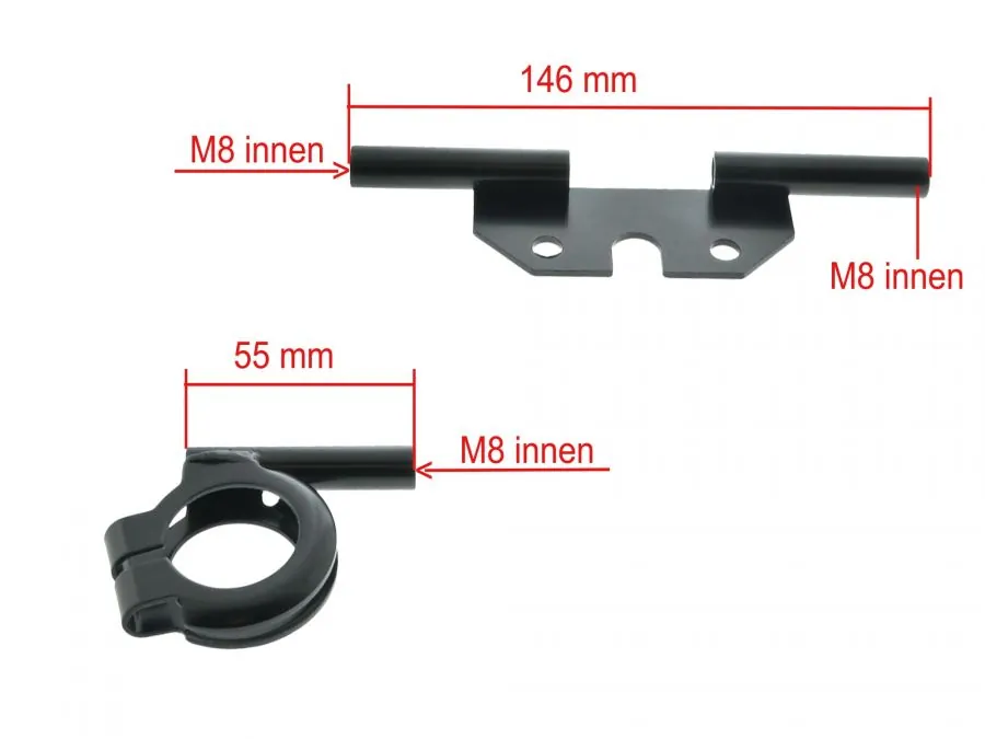 Set Blinkleuchtenträger KURZ für Miniblinker LED für Simson S51 S50 SCHWARZ M8