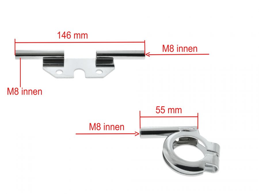LED Lauflichtblinker KURZ Satz für Simson S50 S51 Blinkgeber Halter -​Chrom-Hell