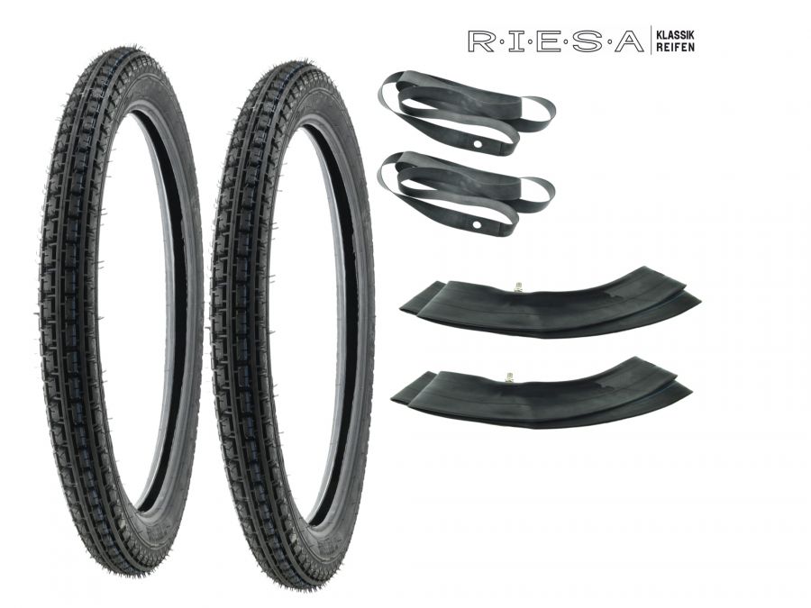 Reifensatz 2,25-16 Riesa Klassik für Simson Anhänger und Mofa SL1