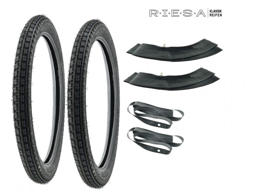 2x SET Reifen 2,25x16 RIESA passend für Puch, Piaggio, Peugeot, Hercules, Sachs, Zündapp, Jawa Mofas