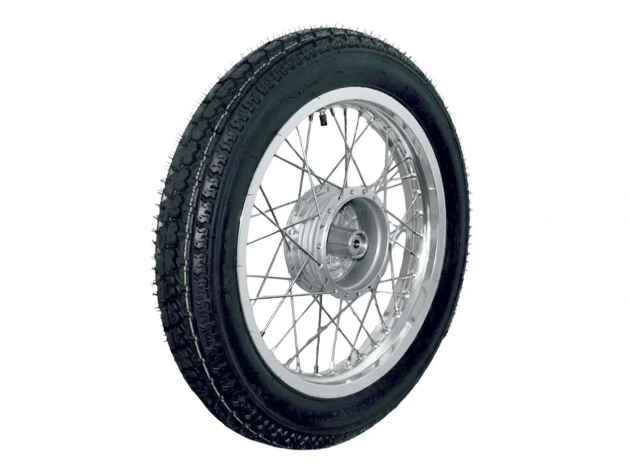 Verstärktes Breit-​​KOMPLETTRAD 2,15x16 Nabe-​Felge SILBER Alu - Edelstahl für Simson S50 S51 Schwalbe