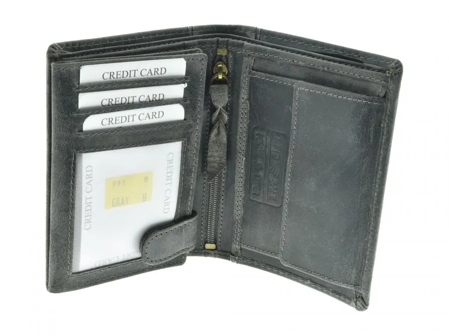 Geldbörse Portmonnaie Echtleder MZ Wappen Hochformat GRAU Geldbörse Portmonnaie Echtleder MZ Wappen Hochformat GRAU
