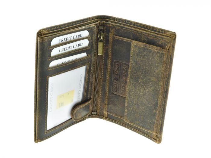 Geldbörse Portmonnaie Echtleder MZ Wappen Hochformat BRAUN