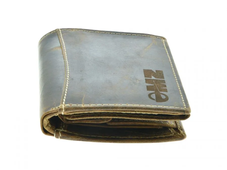 Geldbörse Portmonnaie Echtleder MZ Logo Hochformat BRAUN