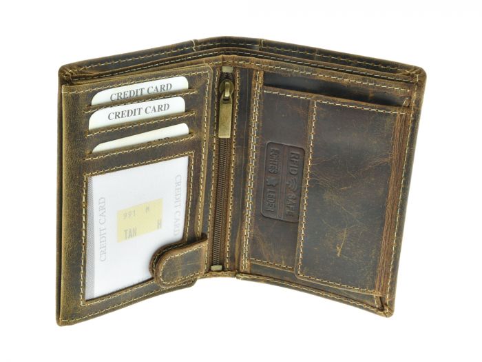 Geldbörse Portmonnaie Echtleder MZ Logo Hochformat BRAUN
