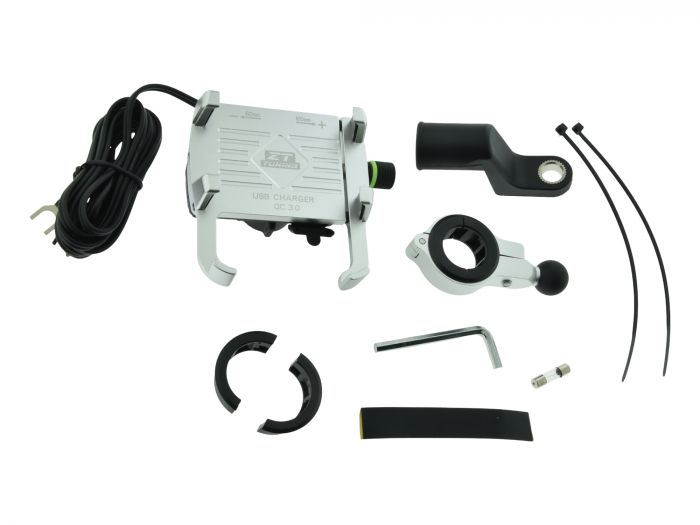 CNC Handyhalter SILBER mit USB-Ladefunktionfunktion JAWA Simson S51 S50 MZ