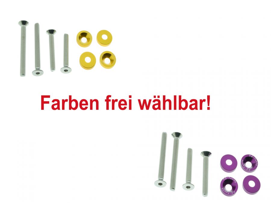 PZ-Tuning M8 Stoßdämpfer Schraubensatz EDELSTAHL mit ALU Unterlegscheiben S50 S51