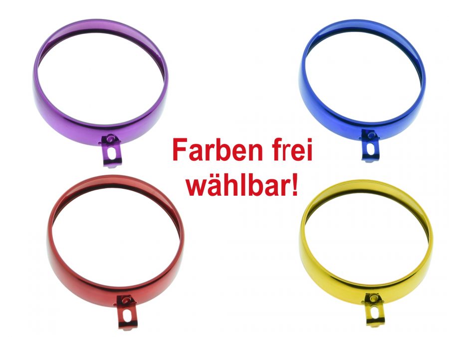 Scheinwerferring vers. Farben für Simson S50 Lampenring, alter Typ breit für Metalllampe