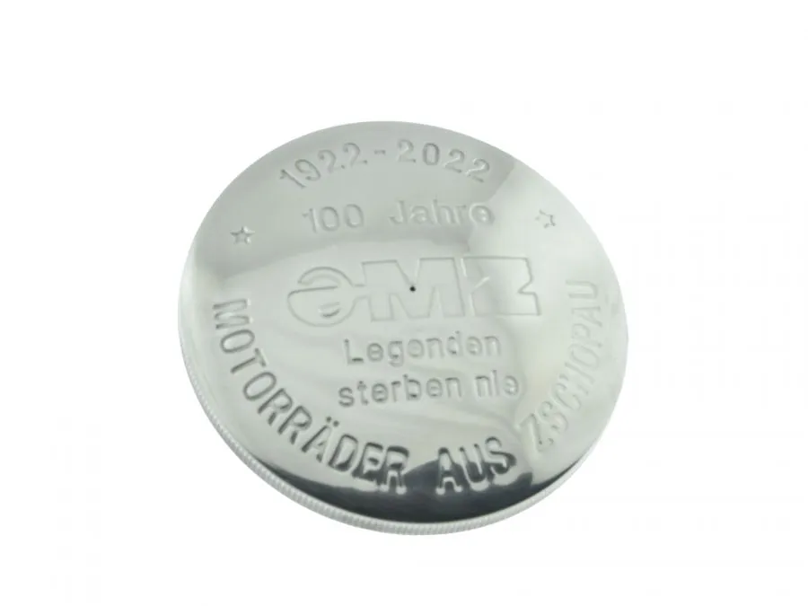 Tankdeckel 100 Jahre MZ Aluminium POLIERT ohne Schloss RT BK ES ETS TS ETZ DEUTSCHE PRODUKTION