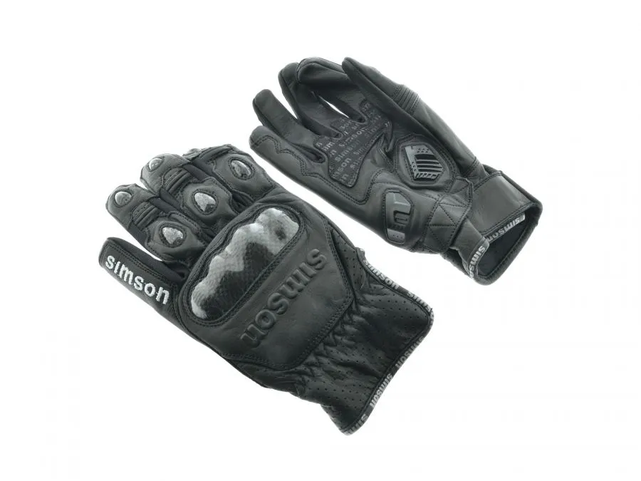 Motorradhandschuhe schwarz Simson mit Protektoren