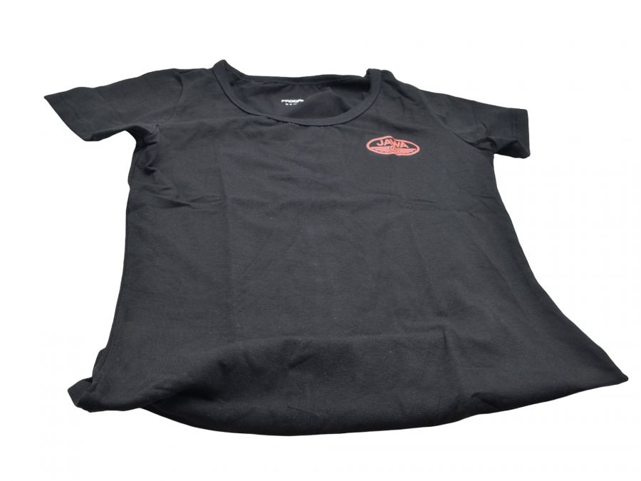 Damen T-Shirt JAWA schwarz, Logo rot